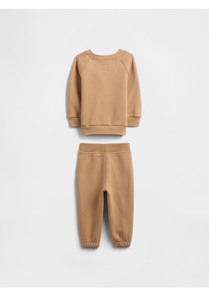 Bebek Koyu Bej Fleece Two-Piece Outfit Set modelleri