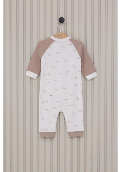 Erkek Bebek Uzun Kol Patiksiz Tulum Krem modelleri