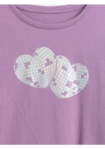 Kız Çocuk Mor Grafik T-Shirt fiyatları