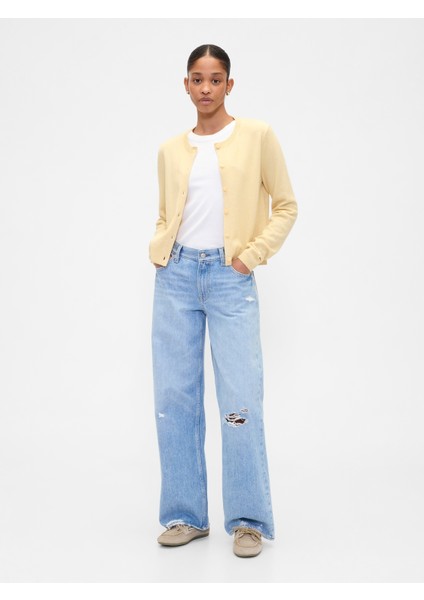 Kadın Sarı Cashsoft Bisiklet Yaka Hırka fırsatları