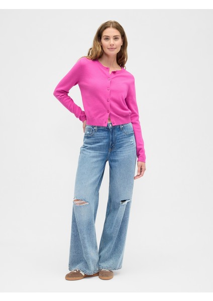 Kadın Pembe Cashsoft Bisiklet Yaka Hırka fırsatları