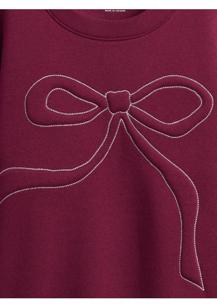 Kız Çocuk Bordo Süslü Dolman Sweatshirt fiyatları