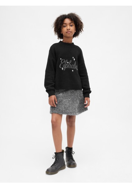 Kız Çocuk Siyah Wicked Cashsoft Relaxed Kazak modelleri