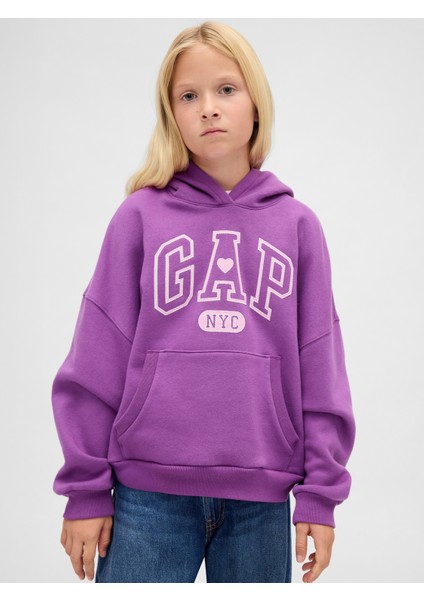 Kız Çocuk Mor Vintagesoft Oversized Gap Logo Sweatshirt