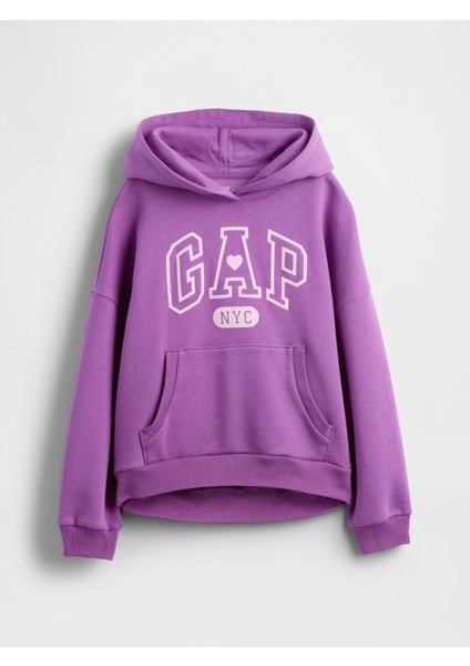 Kız Çocuk Mor Vintagesoft Oversized Gap Logo Sweatshirt indirimleri