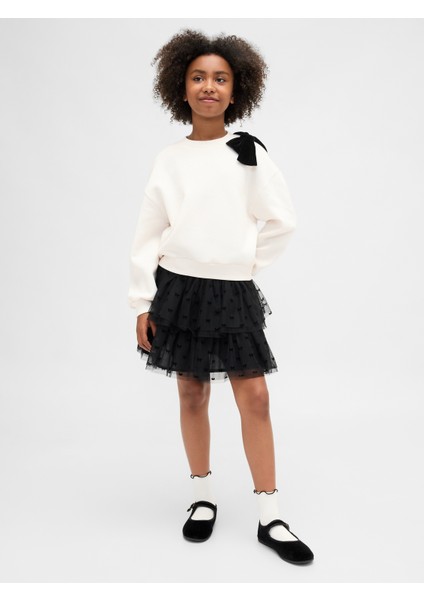 Kız Çocuk Krem Süslü Dolman Sweatshirt modelleri