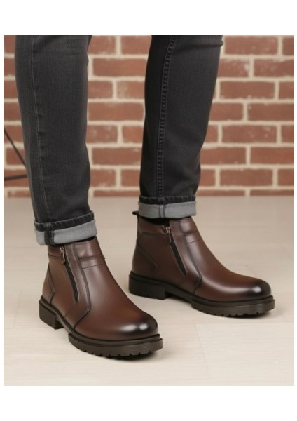 Taşpınar %100 Hakiki Deri Erkek Günlük Kışlık Kauçuk Kaymaz Taban Rahat Çift Fermuarlı Klasik Bot 40-44 fiyatları