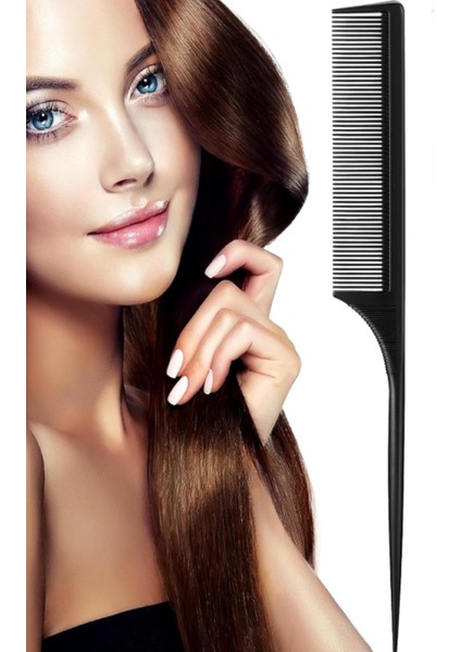 Karbon Plastik Saplı Krepe Saç Ayırma Tarağı Antistatik Krepe Tarak