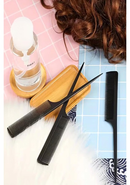 Karbon Plastik Saplı Krepe Saç Ayırma Tarağı Antistatik Krepe Tarak fırsatları