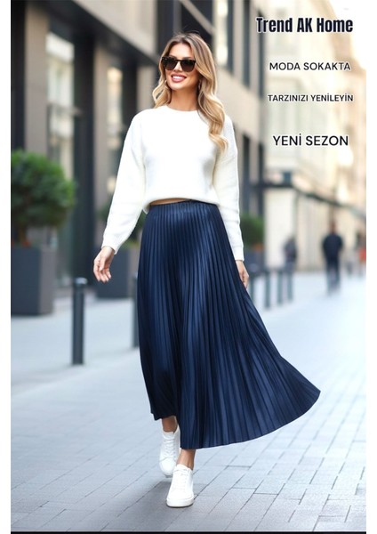 Beli Lastikli Piliseli Etek - Renk Larcivert ( Standart Beden ) modelleri