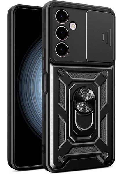 Samsung Galaxy A24 Kılıf Magnetik Standlı Kamera Korumalı Slide Sürgülü Cover Kapak
