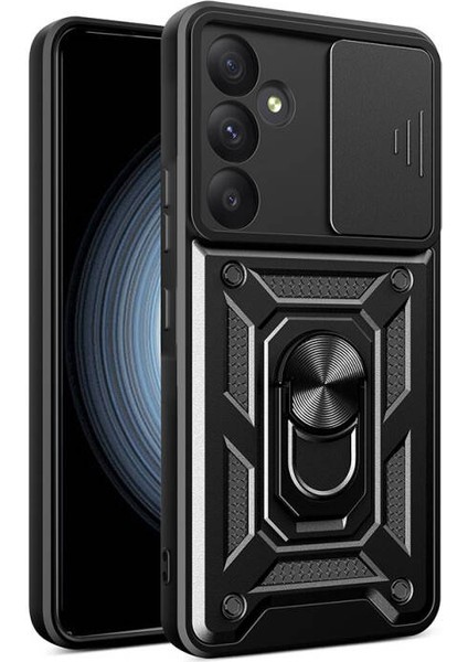 Samsung Galaxy A35 Kılıf Magnetik Standlı Kamera Korumalı Slide Sürgülü Cover Kapak