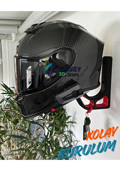 Motosiklet Kask Askısı Duvar Tipi Kask Tutucu ve Anahtarlık Standı
