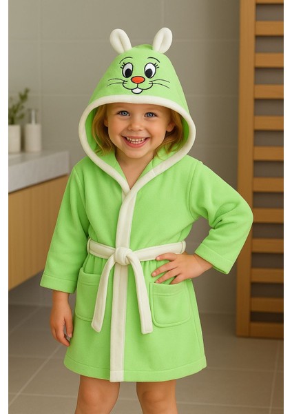 Softkids Pamuklu Kapşunu Desenli Çocuk Bornozu