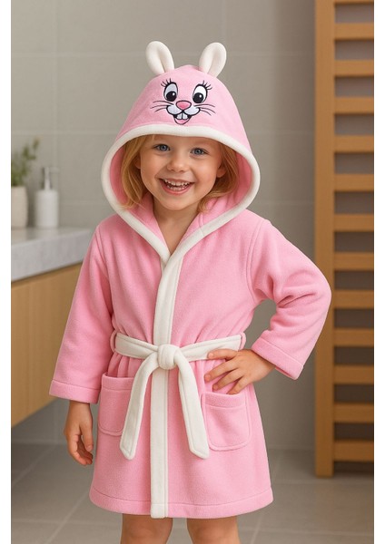 Softkids Pamuklu Kapşunu Desenli Çocuk Bornozu