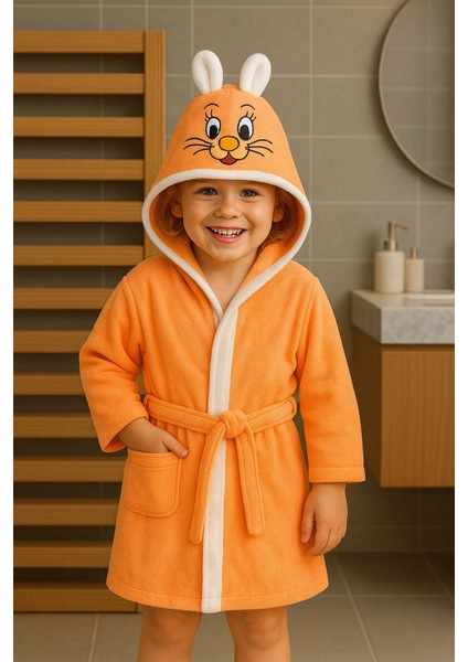 Softkids Pamuklu Kapşunu Desenli Çocuk Bornozu fiyatları