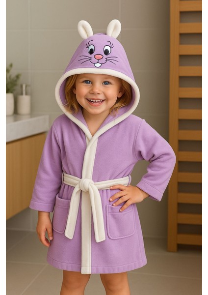 Softkids Pamuklu Kapşunu Desenli Çocuk Bornozu