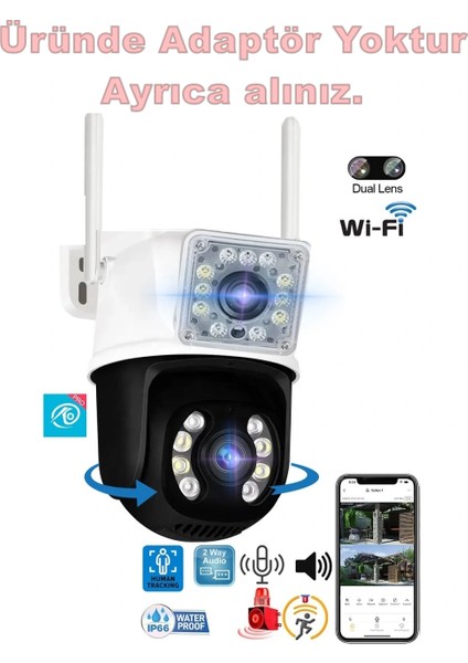 Pro 3012 Wi-Fi Ptz Iki Kameralı 360? Iç ve Dış Mekan Akıllı Kamera 3mp - 5mp IP66 (1 Hareketli 1 Sabit Wifi Li)