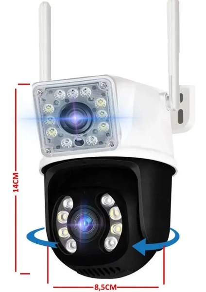 Pro 3012 Wi-Fi Ptz Iki Kameralı 360? Iç ve Dış Mekan Akıllı Kamera 3mp - 5mp IP66 (1 Hareketli 1 Sabit Wifi Li) fiyatları