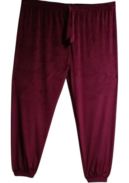 Kadın Bayan Fransız Kadife Battal Büyük Beden Bel ve Paçalar Lastikli Cepsiz Eşofman Altı Pantolon Pijama Altı Tayt fırsatları