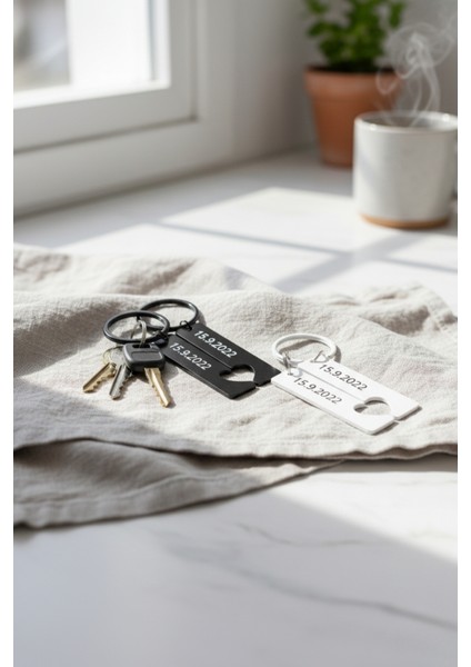 Kişiye Özel Kalp Detaylı Metal Çift Anahtarlık Seti
