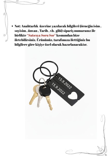 Kişiye Özel Kalp Detaylı Metal Çift Anahtarlık Seti