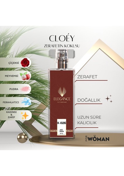 Cloey Edp 50 ml – Pudralı ve Çiçeksi Kadın Parfümü (K-026)