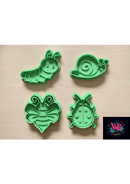 4'lü Sevimli Böcekler Kurabiye Kalıbı ve Şeker Hamuru Şekillendirici Set modelleri