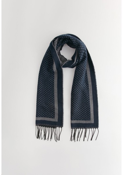 Yeni Sezon Püskül Detaylı Desenli Erkek Atkı