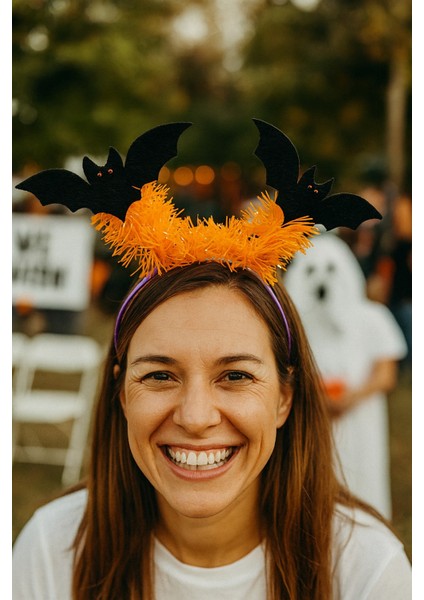 Karanlık Yarasa Tac Parlak Turuncu Parti Aksesuar Halloween Cadılar Bayramı Kadın Kostüm Tacı