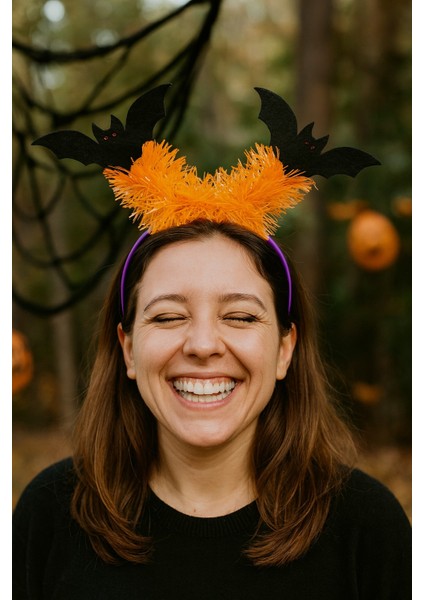 Karanlık Yarasa Tac Parlak Turuncu Parti Aksesuar Halloween Cadılar Bayramı Kadın Kostüm Tacı modelleri