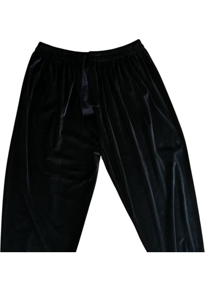 Kadın Bayan Fransız Kadife Battal Büyük Beden Bel ve Paçalar Lastikli Cepsiz Eşofman Altı Pantolon Pijama Altı Tayt indirimleri