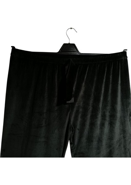 Kadın Bayan Fransız Kadife Battal Büyük Beden Bel ve Paçalar Lastikli Cepsiz Eşofman Altı Pantolon Pijama Altı Tayt