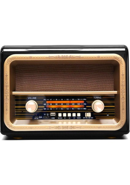 Kemai MD-1911BT Şarjlı Nostaljik Bluetooth Fm Radyo USB Sd Mp3