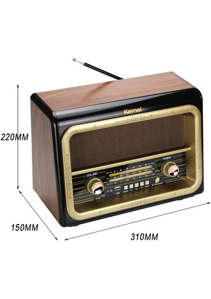 Kemai MD-1911BT Şarjlı Nostaljik Bluetooth Fm Radyo USB Sd Mp3 modelleri