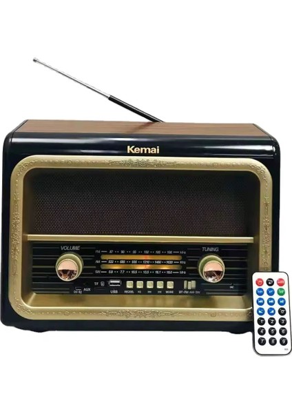 Kemai MD-1911BT Şarjlı Nostaljik Bluetooth Fm Radyo USB Sd Mp3 indirimleri