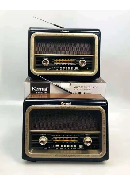 Kemai MD-1911BT Şarjlı Nostaljik Bluetooth Fm Radyo USB Sd Mp3