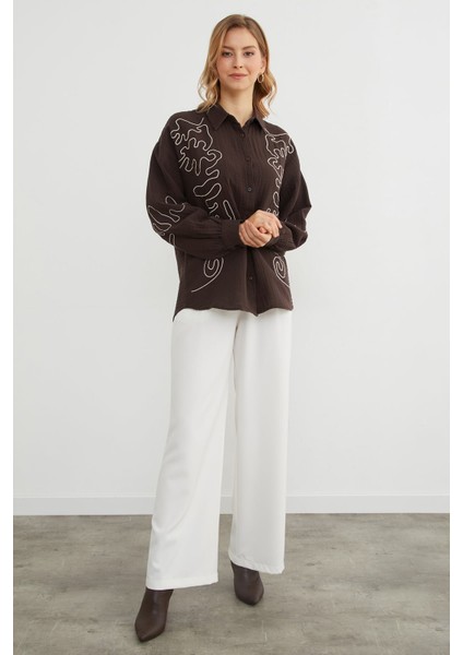 Geometrik Nakışlı Bol Gömlek fiyatları