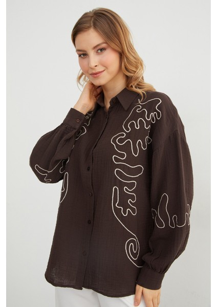 Geometrik Nakışlı Bol Gömlek modelleri