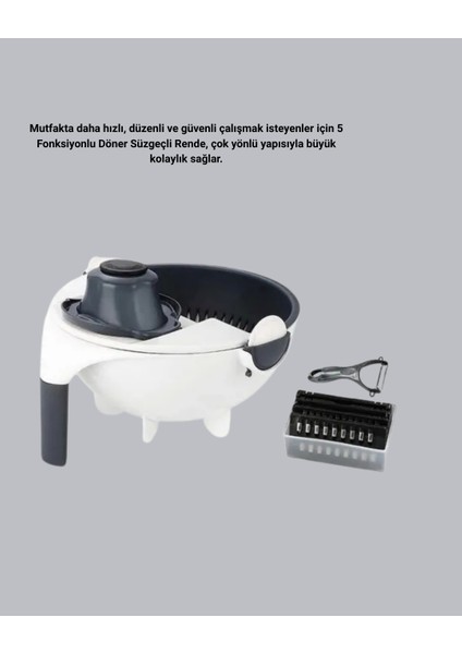 Döner Mekanizmalı 5’i 1 Arada Süzgeçli Rende Sebze Meyve Doğrama Cihazı indirimleri