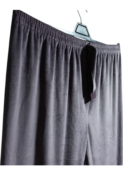 Kadın Bayan Fransız Kadife Battal Büyük Beden Bel ve Paçalar Lastikli Cepsiz Eşofman Altı Pantolon Pijama Altı Tayt modelleri