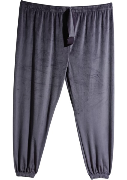 Kadın Bayan Fransız Kadife Battal Büyük Beden Bel ve Paçalar Lastikli Cepsiz Eşofman Altı Pantolon Pijama Altı Tayt fırsatları