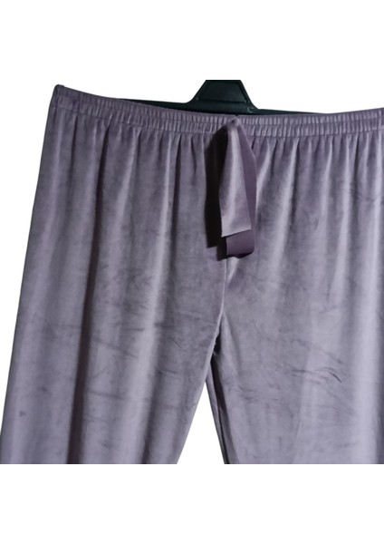 Kadın Bayan Fransız Kadife Battal Büyük Beden Bel ve Paçalar Lastikli Cepsiz Eşofman Altı Pantolon Pijama Altı Tayt indirimleri