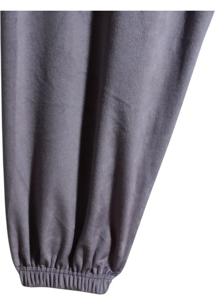 Kadın Bayan Fransız Kadife Battal Büyük Beden Bel ve Paçalar Lastikli Cepsiz Eşofman Altı Pantolon Pijama Altı Tayt