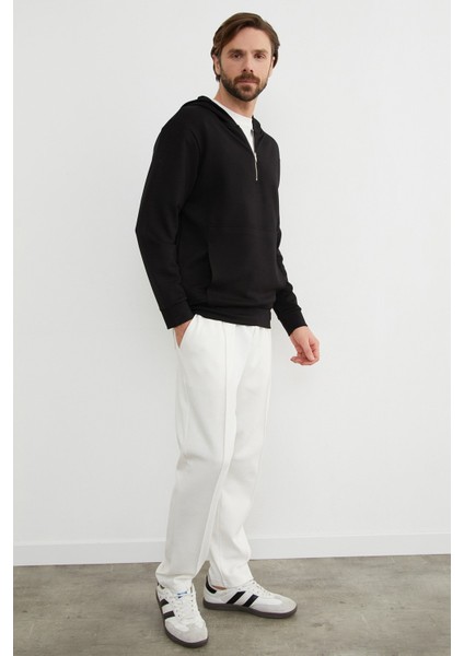 Yarım Fermuarlı Kapüşonlu Modal Sweatshirt modelleri