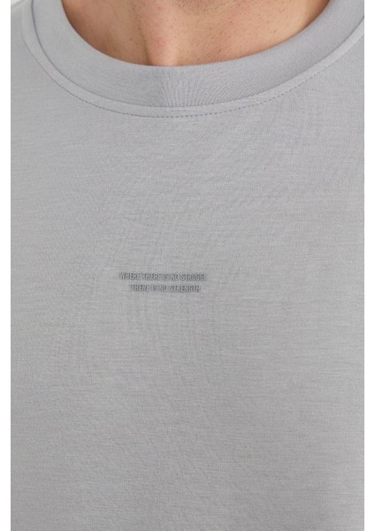 Basic Bisiklet Yaka Modal Kumaş Sweatshirt