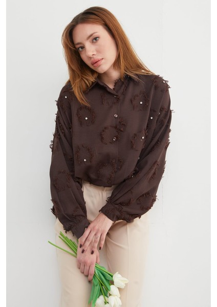 Taş Işlemeli Püsküllü Salaş Gömlek