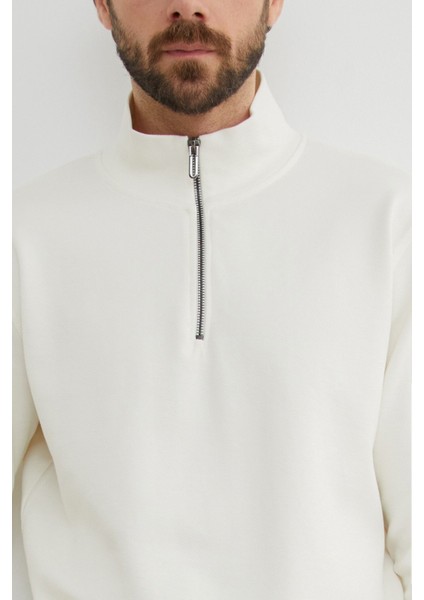 Fitilli Yarım Fermuarlı Sweatshirt