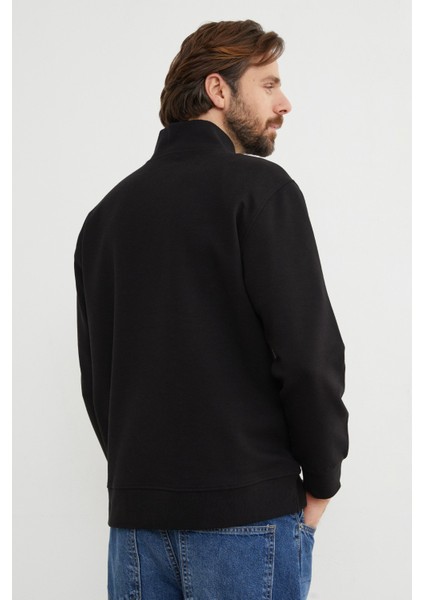 Fitilli Yarım Fermuarlı Sweatshirt