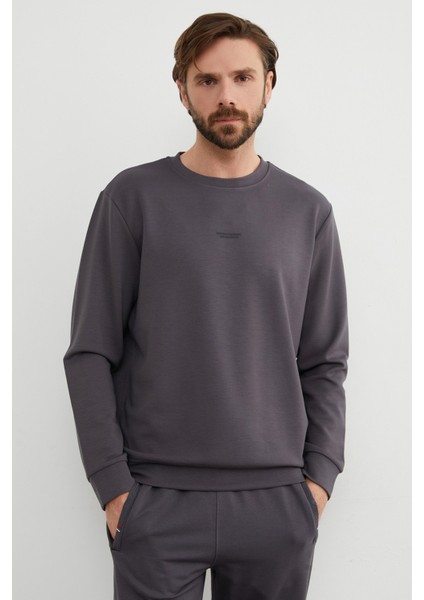 Basic Bisiklet Yaka Modal Kumaş Sweatshirt